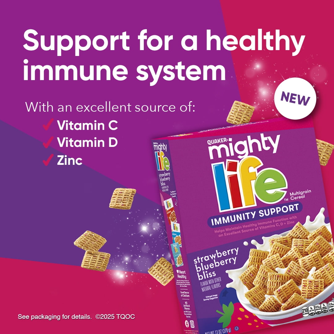 Quaker Mighty Life Cereal Mixed Berry, Family Size 22.3 oz