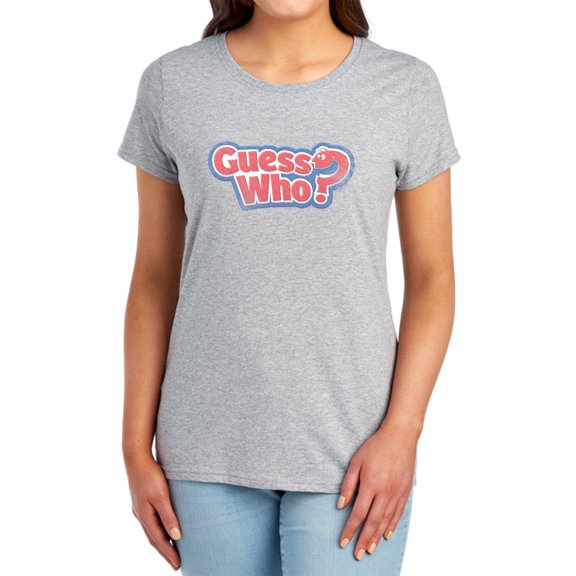 Guess Who Guess Who Distressed Logo Women's T Shirt, Athletic Heather, Medium
