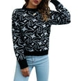 thumbnail image 5 of SAYOO Women Fluffy Knitted Sweater Spring Casual Star Print Loose Long Sleeves Crew Neck Pullover Tops Streetwear, 5 of 7