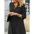 thumbnail image 5 of Women's Maxi Solid Color Shirt Dress Plus Size Classic Everyday Look in Polyester Fabric for Comfort and Easy Care, 5 of 14