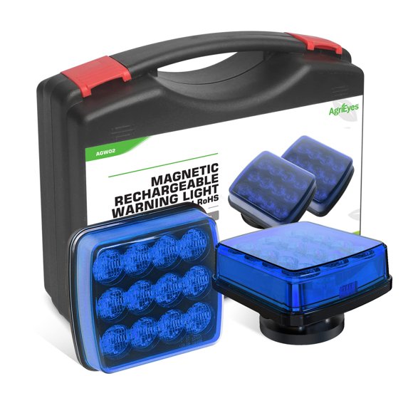Luces estroboscópicas recargables magnéticas azules Agrieyes de 6 pulgadas, 12-24 V