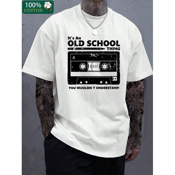 (Orientación Loai), estampado de monograma, camiseta boutique de algodón grueso de 220 g, camiseta casual de algodón de moda para hombre, camiseta de cuello redondo de manga corta, camiseta de ocio