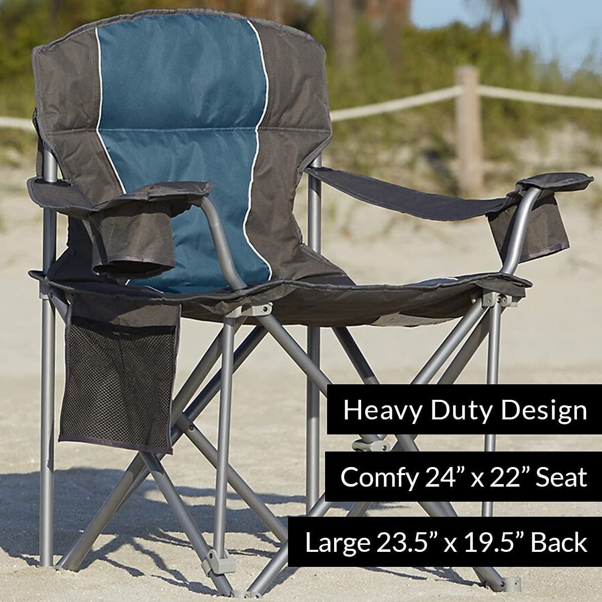 Walmart Heavy Duty Portable Chair 500 lb. Capacity Charcoal with 22mm Tubed Frame and Oversize Cup Holder Walmart