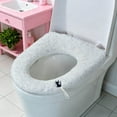thumbnail image 5 of LmnLft Floral Pattern Thick Plush Toilet Seat Cushion with Handle, Soft Furry Toilet Lid Cover, Washable Stretchable Seat Pad for Winter Bathroom Comfort, 5 of 5