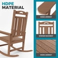 thumbnail image 3 of Ciokea Outdoor Rocking Chairs Set of 2 All-Weather HDPE Oversize Porch Rocker Chairs for Garden Backyard, Teak, 3 of 8