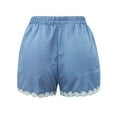 thumbnail image 4 of Vedolay Womens Comfy Drawstring Elastic Waist Solid Color Lace Shorts,Blue L, 4 of 4