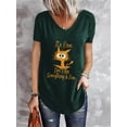 thumbnail image 4 of Camiseta informal de manga corta para mujer, Jersey holgado y cómodo con cuello en V, Camisetas estampadas con letras, moda de verano, novedad de 2022, 4 of 4