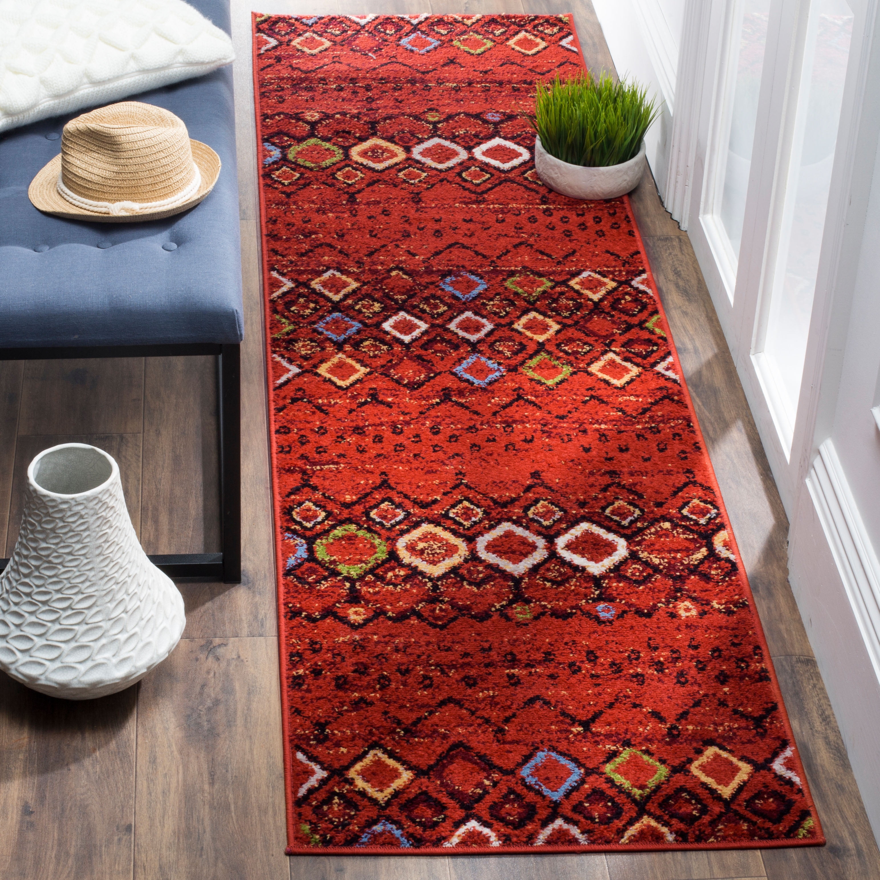 Safavieh Amsterdam Gladwin Geometric Runner Rug, Terracotta/Multi, 2'3" x 10'