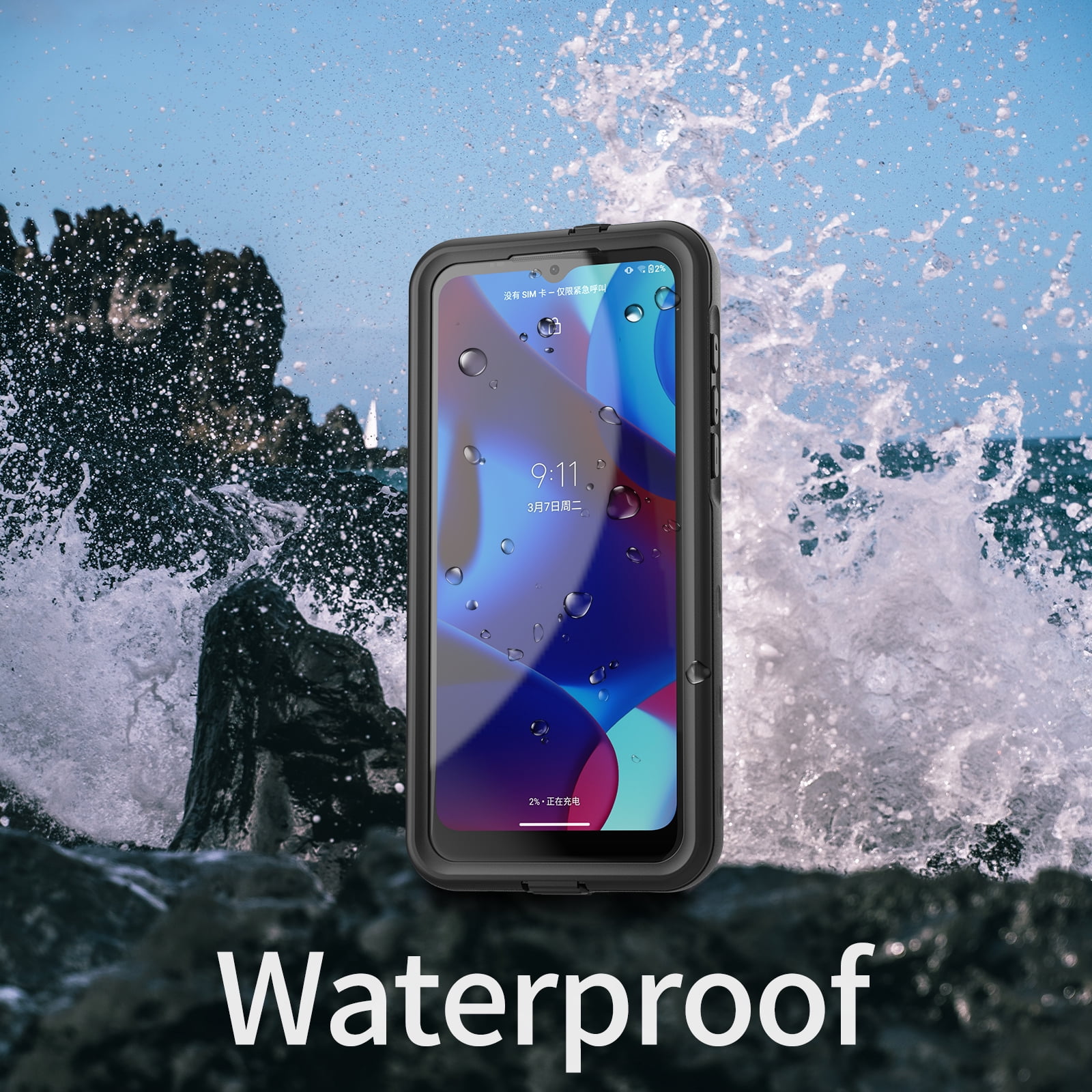 Dteck for Motorola Moto G Pure Case with Built-in Screen Protector Waterproof IP68 Underwater Full Body Protection Shockproof Phone Case with Clear Back for Moto G Pure