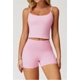 thumbnail image 4 of PISONIC Two Piece Workout Sets For Women Spaghetti Straps Tank Top and High Waist Booty Lifting Shorts Gym Yoga Active Outfits, 4 of 11