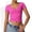 Fuchsia, variant on Women's Short Sleeve V-Neck Top with Grommet Details and Slim Fit- Small, Fuchsia