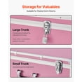thumbnail image 6 of KFFKFF Set of 2 Metal Storage Trunks with Wooden Design, Includes Padlocks, Casters, and 3 Metal Handles, Decorative Storage Boxes with Lids for Travel, Home, Dorm, or Apartment, Pink, 6 of 9