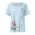 thumbnail image 3 of Camisas de Manga Corta para las Mujeres Blusa Suelta de Impresión de Flores de Verano, Camisa para el Hogar Y el Uso Diario, 3 of 5