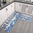 thumbnail image 2 of Blue Chevron Geometric Boho Pattern Kitchen Rugs Sets Of 2,Anti Fatigue Kitchen Mat Rugs Non Slip Washable,Decorative Kitchen Floor Mats for Kitchen,Sink,Laundry,17"x30"+17"x47", 2 of 7
