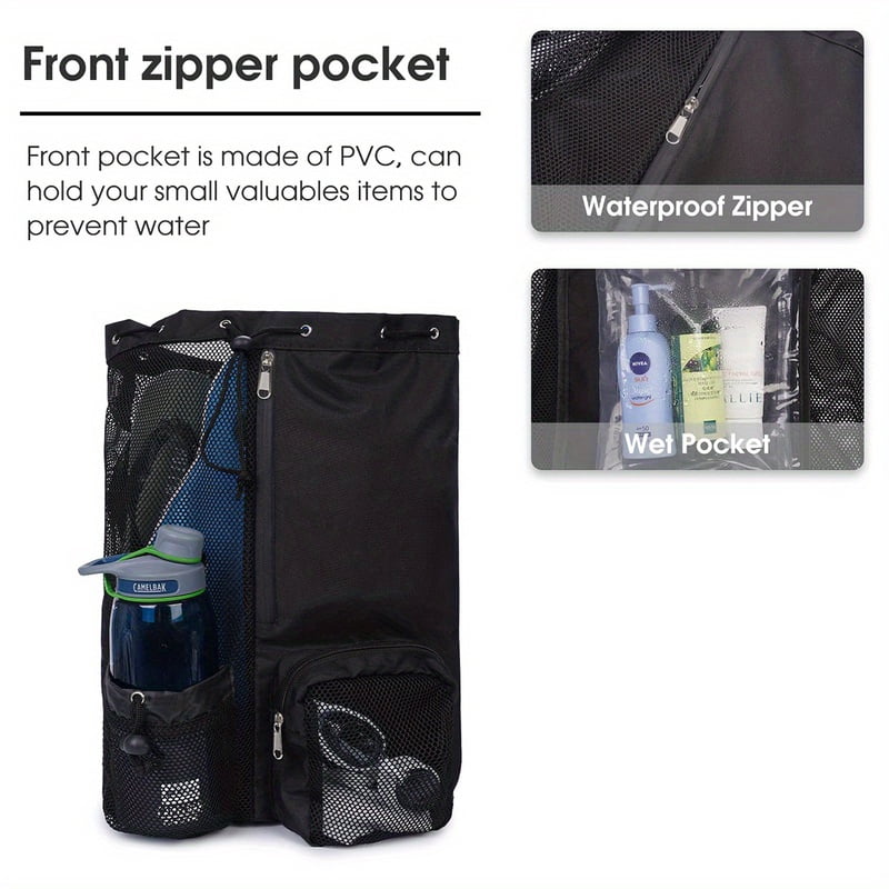 Panliya is beautiful Swim bag Net drawstring backpack with wet pocket beach backpack swimming, gym, and workout gear storage bag01