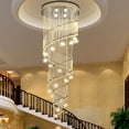 thumbnail image 2 of 15.75*47.24in Luxury K9 Crystal Stairs Villa Lighting Chandelier Long Large Pendant Lamp for Banquet Halls, 2 of 20