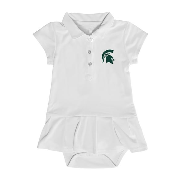 Girls Infant Garb  White Michigan State Spartans Caroline Cap Sleeve Polo Dress