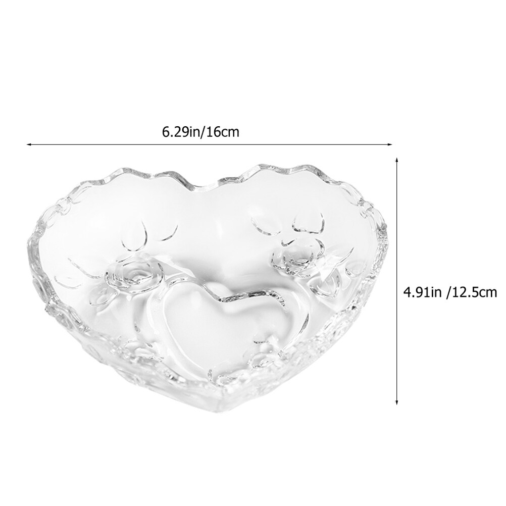 Glass Tray Food Plate Desktop Candy Tray Snack Dish Heart Fruit Tray