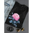 thumbnail image 3 of Big Pink Rose With Black Leaves T-Shirt Women -Image by Shutterstock, Female Small, 3 of 4