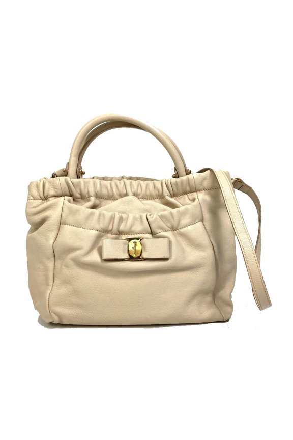 Pre-Owned Salvatore Ferragamo Vala 2WAY Shoulder Bag Hand Bag Light Beige (Good)