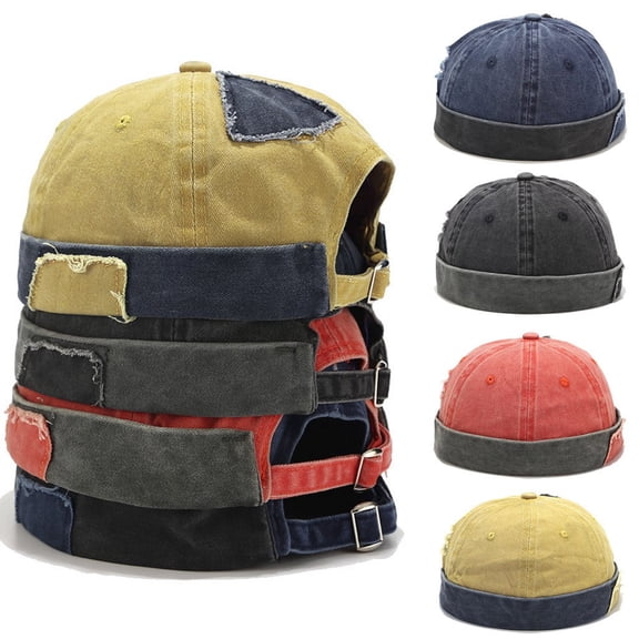 Helii Men and Women Vintage Washed Cotton Brimless Cap – Casual Sailor Mechanic Hole Hat