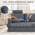 thumbnail image 4 of 87.5" Corduroy Sofa Couch for Living Room, AAQZ 3 Seater Sofa in a Box, Headrest, 2 Pillows,Gray, 4 of 10