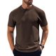 thumbnail image 1 of Camiseta COOFANDY de punto para hombre, cuello redondo, manga corta, color café, 1 of 8