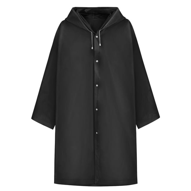 MIASHUI Raincoats EVA Rain Poncho Lightweight Waterproof for Adult Reusable,Black,One Size