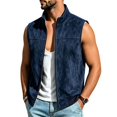 thumbnail image 5 of Maqroz Mens Outerwear Vests Faux Suede Sleeveless Jacket Stand Collar Zip Up Daily Coat with Pockets Navy,XL, 5 of 6