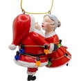 thumbnail image 3 of Santa and Mrs Claus Kissing Wrapped in Lights Christmas Tree Ornament, 3 of 5
