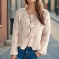 thumbnail image 6 of Olyvenn Women's Mohair Sweater – Fuzzy Mohair Cardigan Pearl Soft Chunky Floral Button-Up Fuzzy Sweater for Women Pink S, 6 of 6
