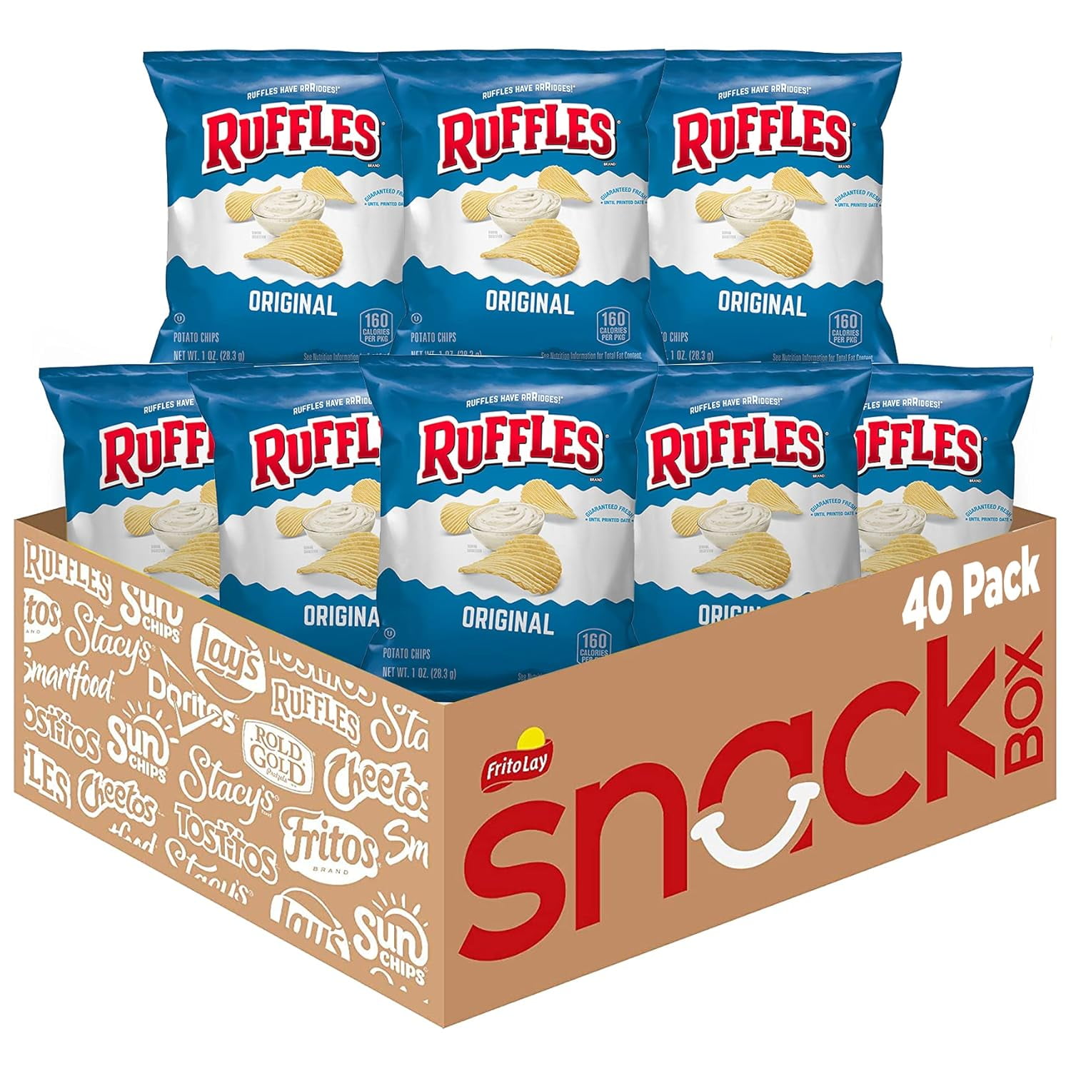 Ruffles Original Potato Snack Chips 1 oz Bags, 40 Count Multipack