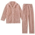thumbnail image 5 of SWSMCLT Women's 2 Piece Pajama Set Oversized Lounge Set Warm Plush Pajamas Fleece Long Sleeve Spring Comfy Thick Pocket Pink Medium, 5 of 5