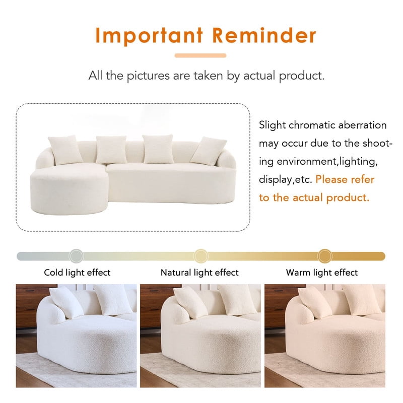 Curved Sectional Sofa with Chaise, 99'' Modern Luxury Chenille Cloud Couch for Living Room, Oversized 3-Seater Sofa Couch for Living Room, No Assembly
