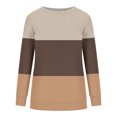 thumbnail image 2 of Pullover for Women Color Block Long Sleeve Crewneck Loose Sweatshirt Laides Fashion Jogger Workout Tops (S, Beige), 2 of 3