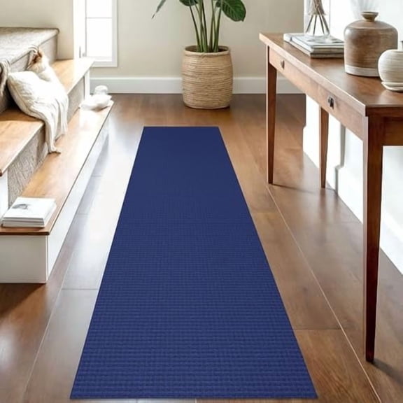 Washable Runner Rug 2x8 Non Slip Hallway Runner Entryway Runner Indoor, Kitchen Rugs Woven Cotton Floor Carpet for Kitchen Hall Entrance Bedroom, Royal Blue/Navy