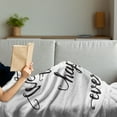 thumbnail image 3 of Saying Soft Flannel Fleece Throw Blanket, Vintage Fountain Pen Lettering Wedding Welcome to Our Happily Ever After, Cozy Plush for Indoor and Outdoor Use, 70" x 90", Charcoal Grey White, by Ambesonne, 3 of 5