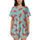 thumbnail image 1 of Fotbe Watermelon Conjunto de Pijama Estampado para Mujer, 2 Piezas, Ropa de Dormir con Camiseta de Manga Corta y Shorts Suaves-Small, 1 of 6
