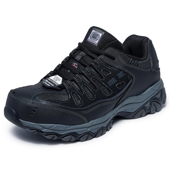 Skechers Cankton Steel Toe Work Shoes for Men, Relaxed-Fit with a Lace-Up Front