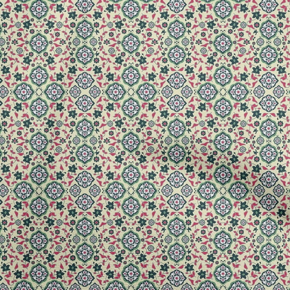oneOone Cotton Flex Light Yellow Fabric Asian Suzani Sewing Craft Projects Fabric Prints By Yard 40 Inch Wide