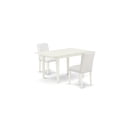 thumbnail image 4 of East West Furniture Norfolk 3-piece Dining Set with Leather Seat in Linen White, 4 of 4