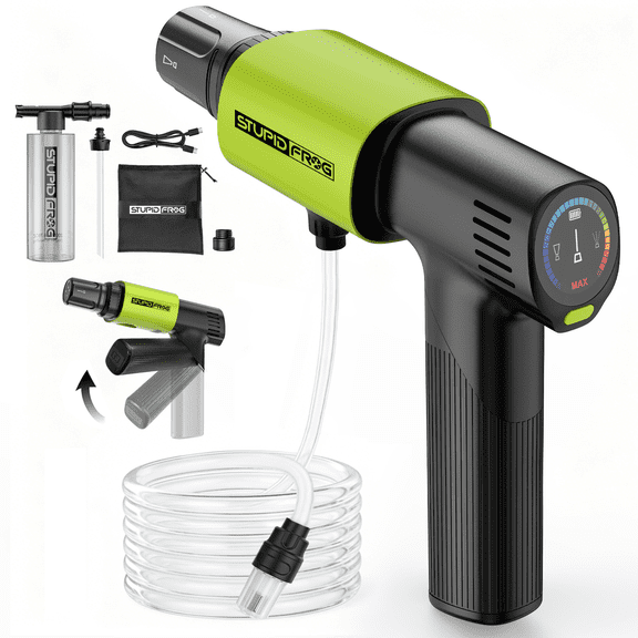 StupidFrog Foldable Portable Pressure Washer with LCD Screen, Battery Powered for Indoor and Driveway Use
