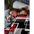 thumbnail image 3 of California King Flat Sheet 108"x98", Red Black Geometric Soft Lightweight Bedding Flat Sheets Only, Modern Color Block Abstract Brushed Microfiber Top Bed Sheet, Breathable StainResistant Bedsheets, 3 of 9