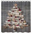 thumbnail image 1 of JOOCAR Christmas Tree Shower Curtain Rustic Xmas Tree Red Berry Holiday Wooden Bathroom Curtains, Machine Washable, Water-Repellent Grey Brown 72x72Inch, 1 of 6