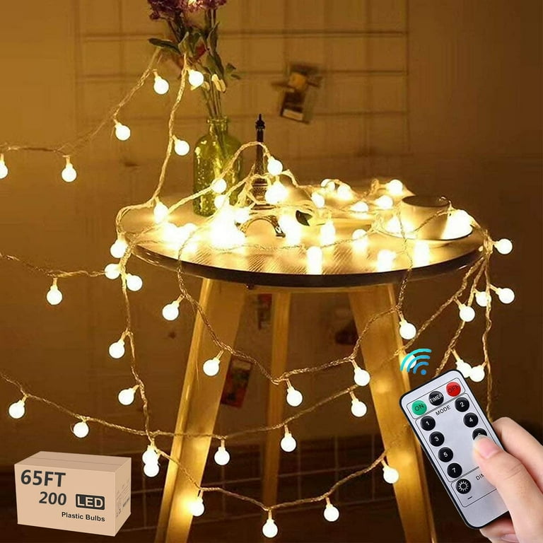  Minetom Globe String Lights, 33 Feet 100 Led Fairy Lights Plug  in, 8 Modes with Remote Mini Globe Lights for Indoor Outdoor Bedroom Party  Wedding Garden Christmas Tree Decor, Warm White 