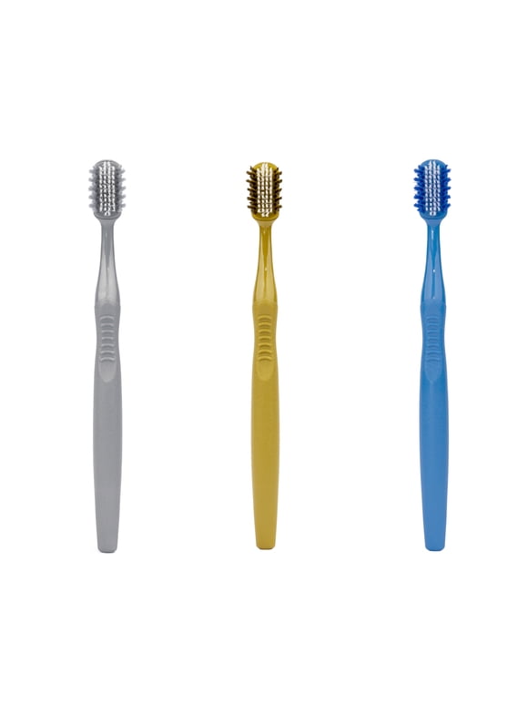 V-Eco Better Toothbrush 3 Pack: Silver, Gold, Blue
