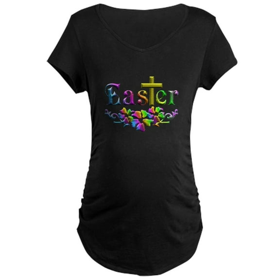 CafePress - Easter Cross And Flowers Maternity T Shirt - Maternity Dark T-Shirt