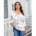 thumbnail image 5 of Zeagoo Women's Blouse 3/4 Length Sleeve V Neck Dressy Floral Tunic Top Soft Lightweight Summer Tees Business Casual Work Tops, 5 of 7