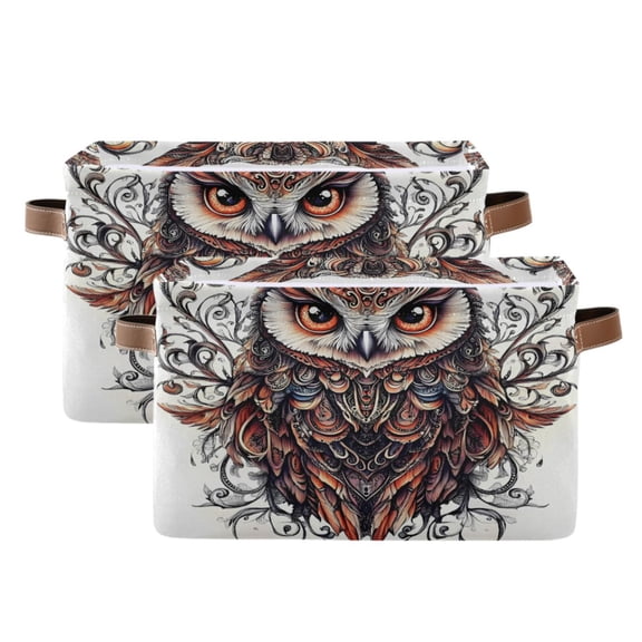 Ryvnso Owl Storage Basket Large Bin Foldable Boxes Toys Organizer 14.2x10.2x8.3in 2 PCs