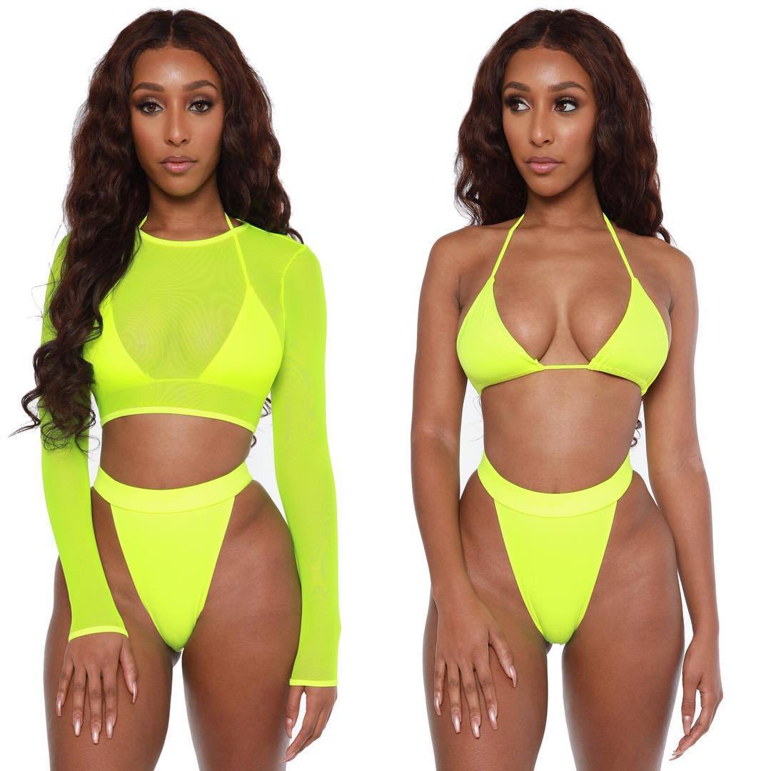 long sleeve neon swimsuit